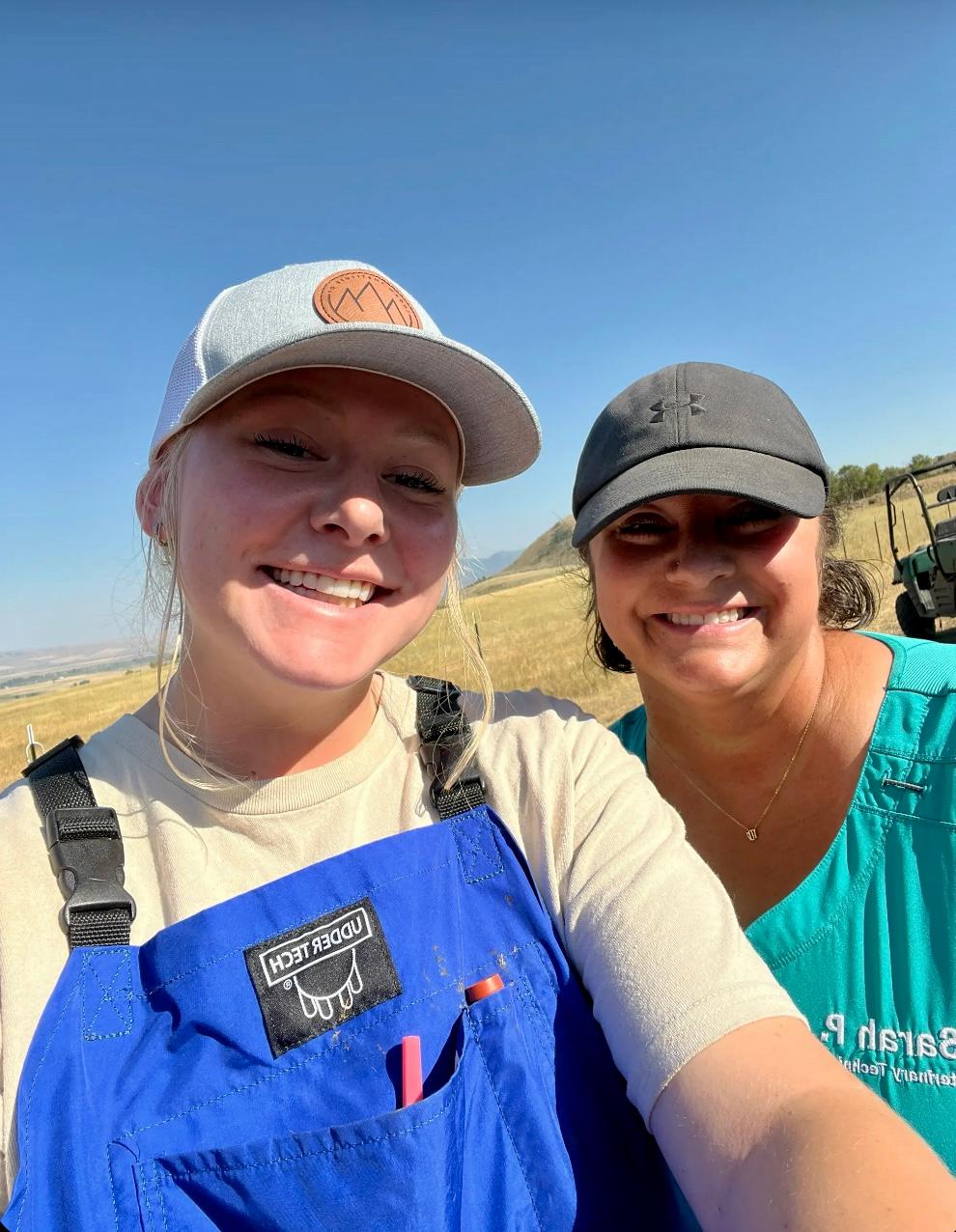 Madi helps research technician Sarah with sample collections on research cows.