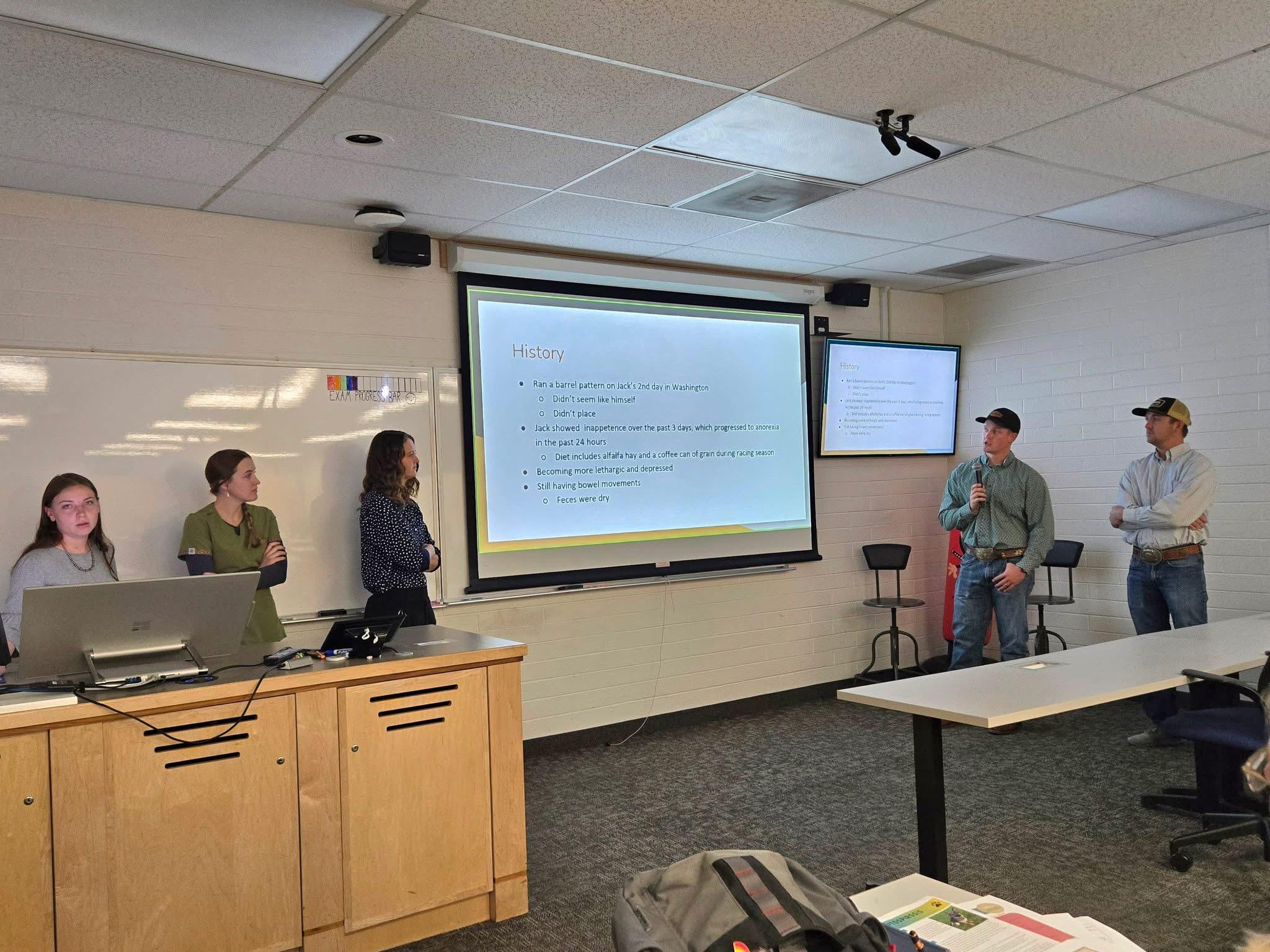 Students present their findings during the first diagnostic challenge. 