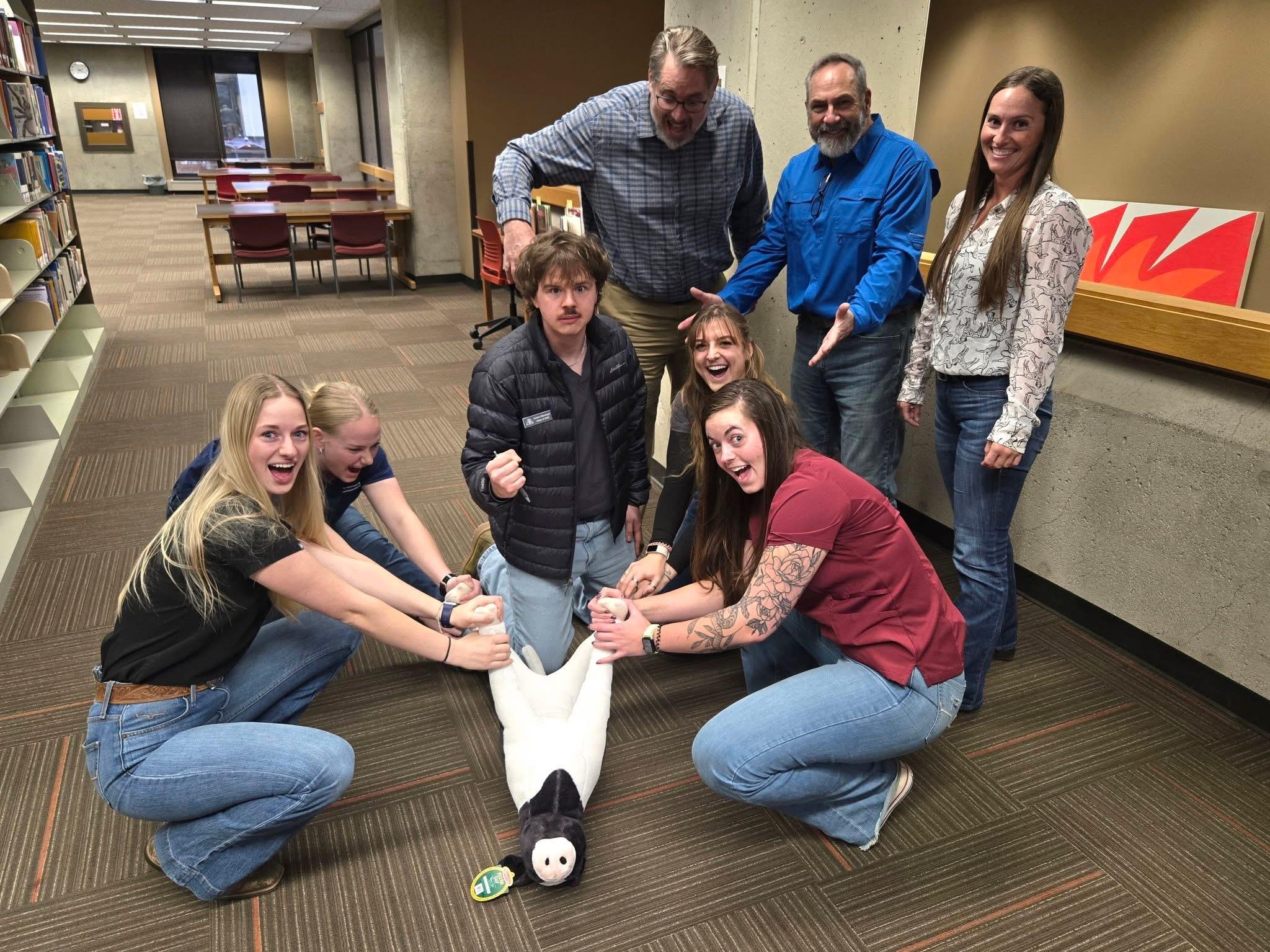 Students pose with their patient during Diagnostic Challenge 2.