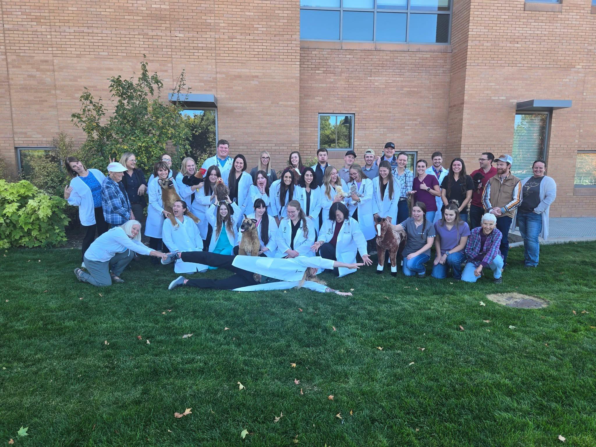 Students pose during Diagnostic Challenge 1 in Logan. Our clinic consisted of: Cassie Wilker (me), Brinnley Murray, Jake Day, Paden Woolstenhulme, Abbi Douglass. Our facilitator was Nikki Christensen and client Mary Heers.