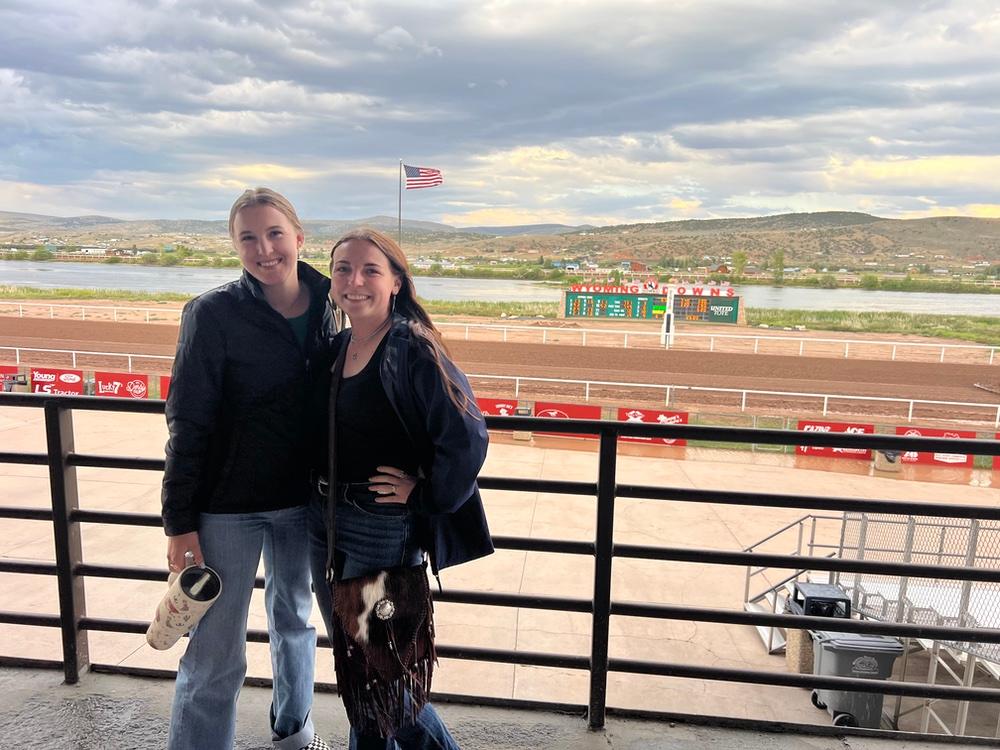 Brinnley and Cassie at the Wyoming Downs racetrack. 